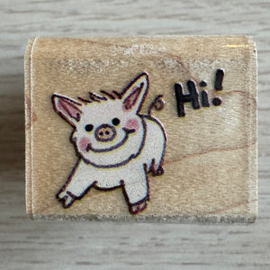 New Vintage Suzy's Zoo Wooden Rubber Stamp A A Little Piglet Hi! by Rubber Stampede 2860A