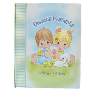 New Vintage Precious Moments Baby Memory Record Book of Baby's First Years Padded Photo Keepsake Boy & Girl with Lamb & Chicks by Stepping Stones 2006