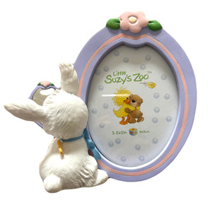 New Vintage Little Suzy's White Lulla Bunny Baby Nursery Keepsake Photo Frame for 3.5" x 5" Picture Pretty Princess with Mirror
