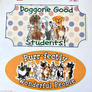 Vintage New Rare Suzy's Zoo Wags & Whiskers Cats & Dogs Paw Print 'Welcome To Our Class' Large Bulletin Board Set Classroom Teacher Product