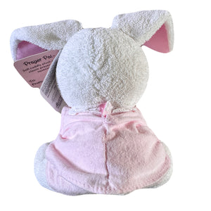 Vintage Rare Talking Precious Moments 9" Baby White & Pink Girl Bunny Rabbit Plush Soft Rag Doll Says Lord's Bedtime Prayer Pal Collectible Stuffed Animal Praying Toy