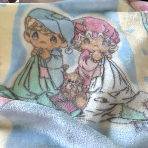 New Vintage Precious Moments Bedtime Pajamas Girl Boy Baby Blanket Luxury Plush Crib Throw 30" x 45" Sweet Dreams Velour Velvet Thick Minky