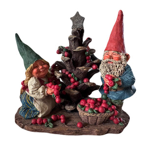 Classic Forest Garden Gnome 5.5" Andreas and Ava Decorating Christmas Cone Tree Statue Resin New Vintage Collectible Figurine by Rien Poortvliet Netherlands 1995