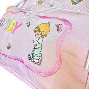 Sac à langer vintage rare et neuf de style Precious Moments pour fille, rose, taille moyenne, avec anneau de dentition, élégant pour enfants, 2000