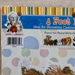 Bannière horizontale de bienvenue de 4 pieds du zoo de Suzy's Wags &amp; Whiskers Cats &amp; Dogs of Duckport, produit pour enseignant en classe, livre pour livre