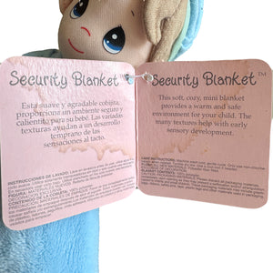 New Vintage Precious Moments Baby Security Blanket Luvster Cuddler Lovey 12" x 12" Praying Prayer Doll Blue Boy or Yellow Angel Plush Toy Gift