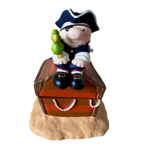 Vintage Pirate On A Treasure Chest Ziggy & Dog Fuzz Figurine by Tom Wilson Collectible 6" Trinket Storage Box 1998 Dylan Designs