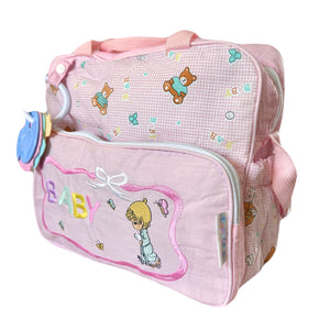 Sac à langer vintage rare et neuf de style Precious Moments pour fille, rose, taille moyenne, avec anneau de dentition, élégant pour enfants, 2000