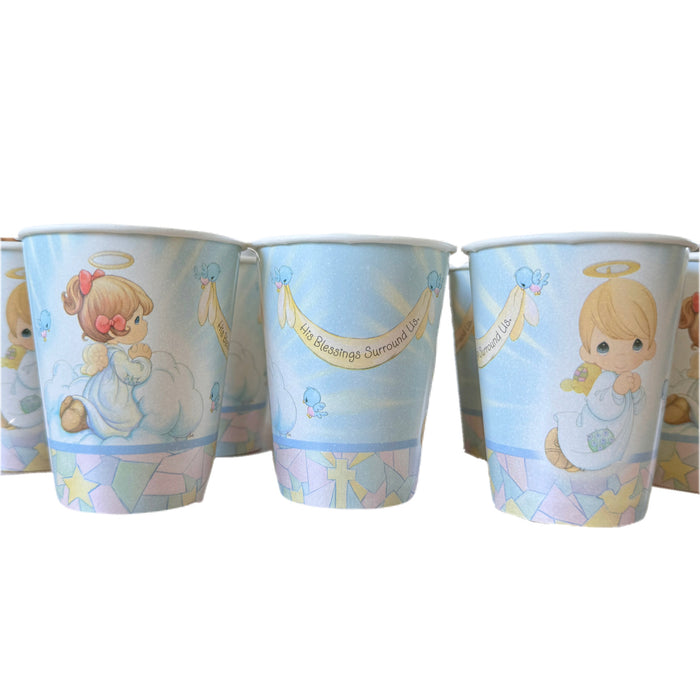 Vasos de papel vintage Precious Moments para fiestas, fríos y calientes, 8 unidades, con ángeles, religiosos, cristianos, bautismos, primera comunión, confirmación