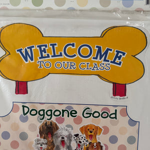 Ensemble de grands tableaux d'affichage vintage et rare Suzy's Zoo Wags &amp; Whiskers Cats &amp; Dogs Paw Print « Bienvenue dans notre classe » Produit pour enseignant en classe