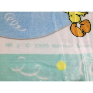 Vintage Rare Baby Looney Tunes Bugs Bunny Tweety Duffy Duck Infant Crib / Toddler Blanket Luxury Plush Throw 43" x 51" Balloons Heart & Moon 1999 with Gift Box