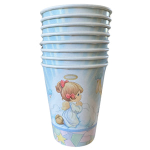 Vasos de papel vintage Precious Moments para fiestas, fríos y calientes, 8 unidades, con ángeles, religiosos, cristianos, bautismos, primera comunión, confirmación