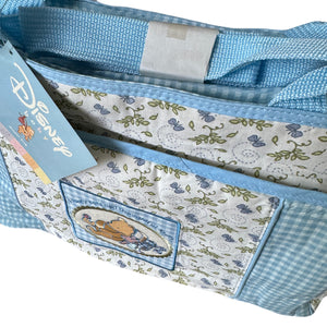 New Vintage Rare Classic Winnie The Pooh & Piglet Large Baby Diaper Bag Blue Gingham Checkered & Floral Butterfly Print