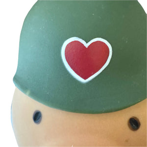 Muñeco de trapo de peluche Ziggy vintage de 1986 de 7 pulgadas, soldado militar del ejército de EE. UU., juguete de peluche coleccionable con camuflaje y corazón de amor