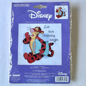 Kit de broderie au point de croix compté Disney Winnie l'ourson Tigrou « Que les rêves commencent » 5 " x 5,5 " 1133-27 ou instructions de modèle de tableau PDF Janlynn Debbie Minton Designer Stitches