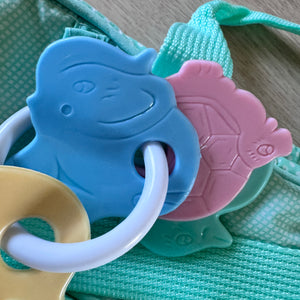 Vintage Rare New Precious Moments Style Green Boy Medium Diaper Bag with Bonus Teething Toy Ring Elegant Kids 2000 Baby Shower Gift