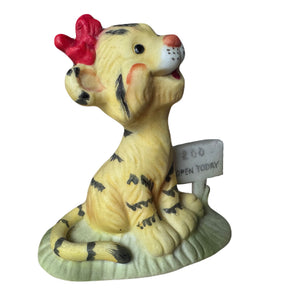 Vintage Suzy’s Zoo Tiger Girl with Red Bow Zoo Open Today Collectible Figurine Statue by Suzy Spafford Enesco 1978