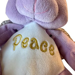 Vintage 2000 Precious Moments Christmas Angel Purple Plush Bear Angel PEACE Beanie Rag Doll 7" Collectible Soft Stuffed Toy