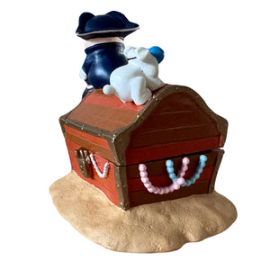 Vintage Pirate On A Treasure Chest Ziggy & Dog Fuzz Figurine by Tom Wilson Collectible 6" Trinket Storage Box 1998 Dylan Designs