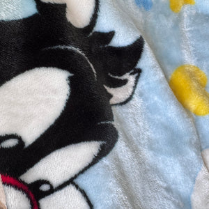 RARE Vintage NEW Baby Looney Tunes Sylvester Cat & Tweety Bird Baby Fleece Minky Plush Crib Blanket 30" x 41" Blue 1999 Moon & Stars