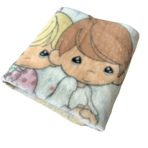 Vintage Rare Deluxe Precious Moments JUST PRECIOUS Baby Crib Blanket Girl Boy & Puppy Dog Luxury Plush Minky Throw 30" x 45"