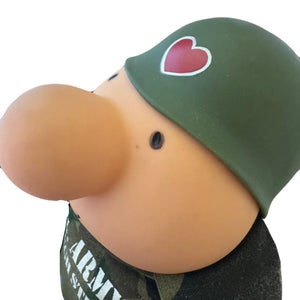 Muñeco de trapo de peluche Ziggy vintage de 1986 de 7 pulgadas, soldado militar del ejército de EE. UU., juguete de peluche coleccionable con camuflaje y corazón de amor