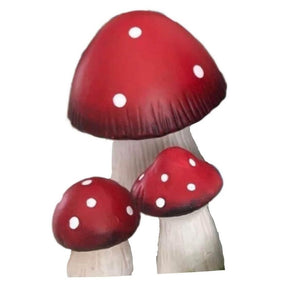 Whimsical Decorative Red White Polka Dot Mushroom Terra Cotta 3.5", 4.5",  7" 3pc Set Home Decoration Outdoor Indoor Gnome Fairy Rock Garden