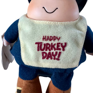 Muñeco de trapo de peluche vintage Ziggy Thanksgiving Pilgrim de 7" Feliz Día del Pavo 1994 Juguete de peluche suave coleccionable de Tom Wilson