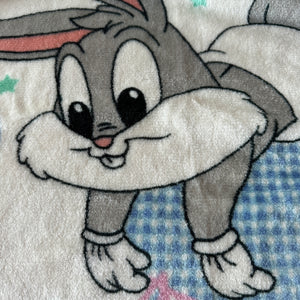 Vintage 2000 Rare Baby Looney Tunes Bugs Bunny with Balloons Infant Crib Blanket Luxury Plush Throw 30" x 42"