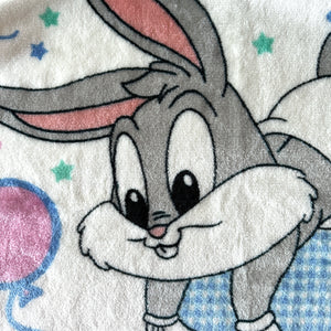 Vintage 2000 Rare Baby Looney Tunes Bugs Bunny with Balloons Infant Crib Blanket Luxury Plush Throw 30" x 42"