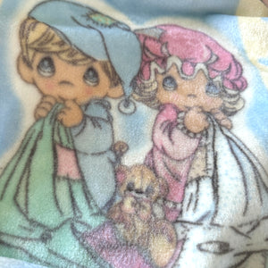 New Vintage Precious Moments Bedtime Pajamas Girl Boy Baby Blanket Luxury Plush Crib Throw 30" x 45" Sweet Dreams Velour Velvet Thick Minky