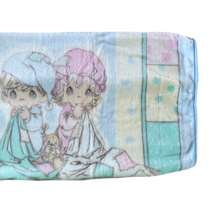 New Vintage 2000 Precious Moments Bedtime Pajamas Girl Boy Baby Blanket Luxury Plush Crib Throw 30" x 45" Sweet Dreams Velour Velvet Thick Minky Y2K