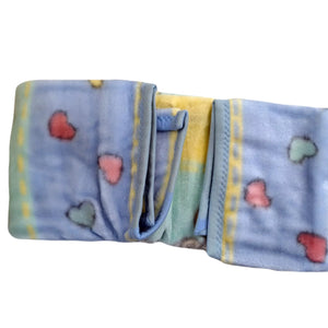 Vintage New Precious Moments Baby Girl & Boy Hearts Crib Blanket Luxury Plush Throw 31" x 47" 2001 Crown Crafts Unisex Pastel Green Blue & Yellow