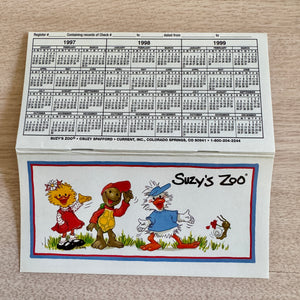 Vintage New Suzy’s Zoo Checking Transaction Register with Plastic Sleeve 1998 Checkbook Accessory