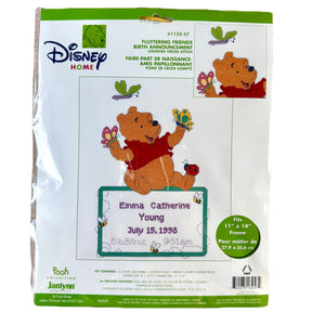 Kit de point de croix compté Disney Winnie l'ourson Amis flottants ou instructions de modèle PDF Souvenir de naissance de bébé Échantillon de disque 1132-57