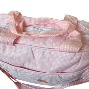 Vintage Rare New Precious Moments Style Pink Girl Medium Diaper Bag with Teething Toy Ring Elegant Kids 2000 Baby Shower Gift