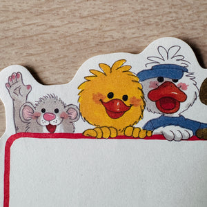 Vintage Suzy's Zoo Mini Memo Note Sheets with Group Characters / Address Labels 5" x 3.5" 1985