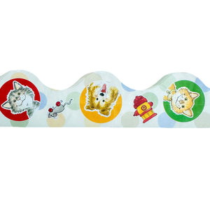 Bandes de bordure décoratives vintage New Suzy's Zoo 12 CT Wags &amp; Whiskers Cats &amp; Dogs 2" x 37 FT Fenêtre Mur Tableau d'affichage Porte Enseignant Produit de salle de classe