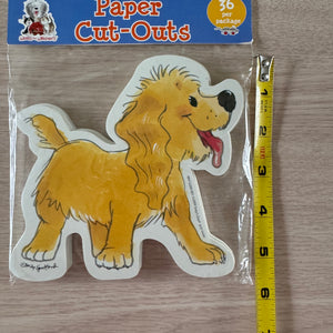 Découpes en papier vintage Suzy's Zoo Wags &amp; Whiskers Yellow Puppy Dog 36 CT 2009 Fournitures pour enseignants et étudiants en classe