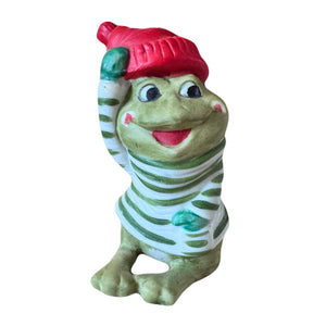 Vintage Suzy’s Zoo Christmas Frog Collectible Porcelain Bisque Figurine Statue by Suzy Spafford Enesco 1979
