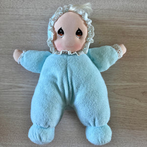 Vintage New Precious Moments Terry Cloth Blue Baby My First Doll 1995 Soft Lovey by Dakin Collectible Avon Plush Beanbag 10" Stuffed Toy