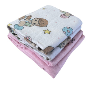 Vintage 2010 New Precious Moments Baby Girl & Boy Playtime + Princess Flannel Receiving Blanket 30" x 30" by Baby Boom