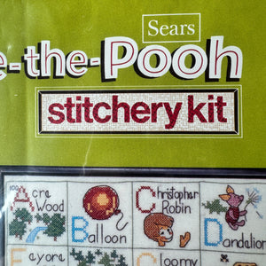 Vintage RARE Large Disney Winnie The Pooh Alphabet Learning Sampler Cross Stitch Stitchery Kit Stamped Pre-Printed by Sears USA D25