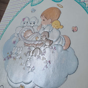 New Vintage 1995 Precious Moments Baby Memory Book of First Years Refillable Keepsake Expandable Scrapbook Photo Album "Precious Baby' Angel on Cloud Hallmark