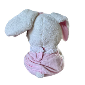 Vintage Rare Talking Precious Moments 9" Baby White & Pink Girl Bunny Rabbit Plush Soft Rag Doll Says Lord's Bedtime Prayer Pal Collectible Stuffed Animal Praying Toy