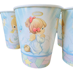 Vintage Precious Moments Party Hot/Cold Paper Cups 8 CT Angels Religious Christian Baptism Christening First Communion Confirmation