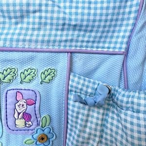 New with Flaw Vintage Rare Winnie The Pooh Blue Gingham Checkered Large Baby Diaper Bag with Adjustable Pockets