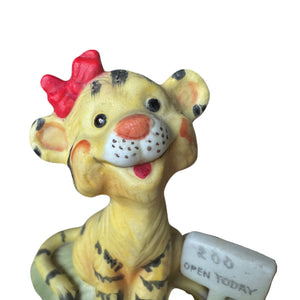 Vintage Suzy’s Zoo Tiger Girl with Red Bow Zoo Open Today Collectible Figurine Statue by Suzy Spafford Enesco 1978