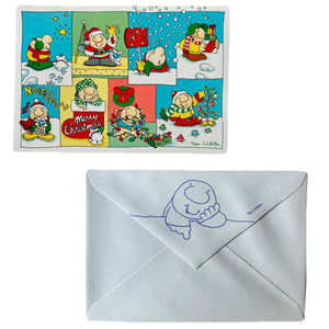 Vintage Ziggy & Fuzz Merry Christmas 1997 Hallmark Greeting Card with Envelope in 8 Scenes