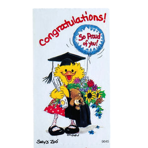 Vintage Rare Suzy’s Zoo Suzy Ducken with Willie Bear Congratulations Graduation Single Character Sticker Sheet 2" x 3.5"